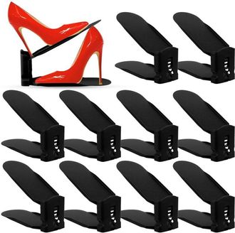 OEM 10 Piezas De Zapatero Ajustable, Organizador De Zapatos Apilable, Zapatero Que Ahorra Espacio, Material Pp Duradero Y De F&aacute;cil Cuidado (negro)