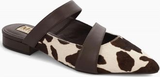 Mia Womens Abie Cow Print Mules In Beige