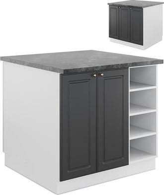 Vicco Isla De Cocina Fame-line, Antracita-oro/blanco, 90 Cm Sin Encimera