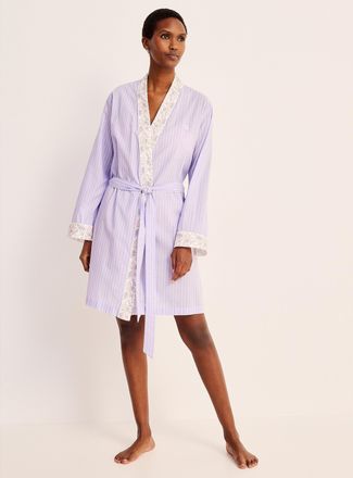 Lauren Ralph Lauren Womens Floral trim lilac flowy striped robe