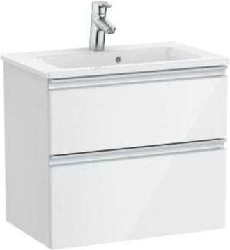 Roca Roca - Pack Unik Mueble Base Compacto De 2 Cajones + Lavabo The Gap Color: Blanco Brillo - Medidas: 605x380x537 Mm