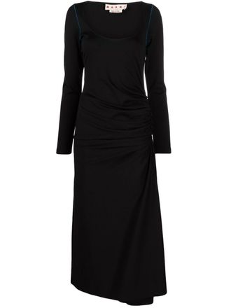 Marni long-sleeved midi dress - women - Viscose/Polyamide/Spandex/Elastane - 38 - Black