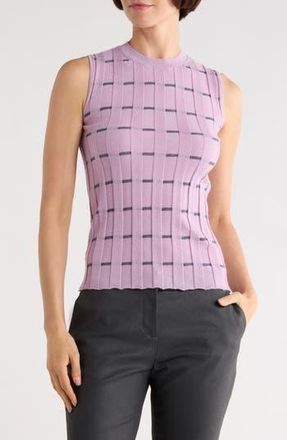 Lafayette 148 New York Plaited Stripe Cashmere Rib Shell in Lavender Tint Multi at Nordstrom Rack, Size X-Small