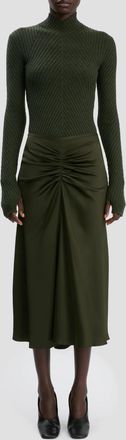 Victoria Beckham Bella Midi Skirt In Dark Olive