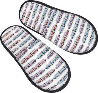 Generic Slippers Monorail Train Printing Fluffy Slippers Non Slip Unisex House Shoes For Guest Bedroom Indoor M