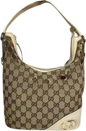 Gucci Pre-owned Canvas Schoudertas - Dames - Vintage Schoudertas - Beige - ONE Size - Vintage