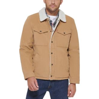 Levi's Corduroy Faux Shearling Lined Trucker Jacket in Tan at Nordstrom Rack, Size Small