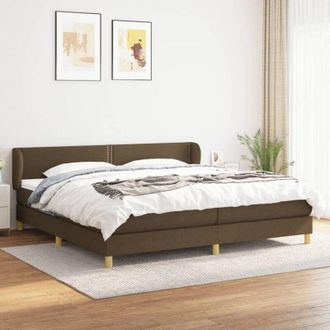 vidaXL Vidaxl - Cama Box Spring Con Colch&oacute;n Tela Marr&oacute;n Oscuro 200x200 Cm