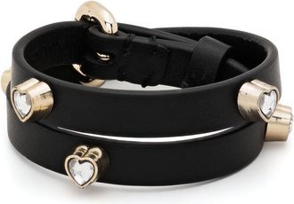 Red(v) buckle-fastening leather bracelet - women - CALFSKIN - One Size - Black