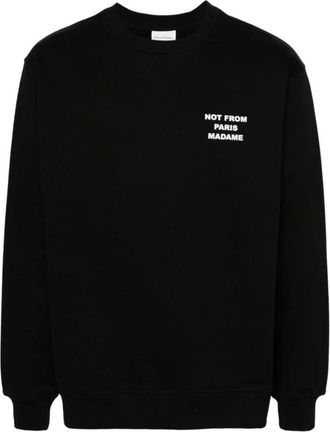 Dr&ocirc;le de Monsieur Zwarte katoenen sweater met ronde hals - Heren - Sweatshirts - Zwart - XL - Katoen - Hoodies & sweatvesten