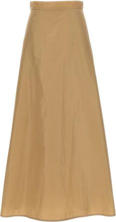 Jil Sander Flared Lange Rok - Dames - Maxi Rokken - Beige - XS - Polyester - Rokken