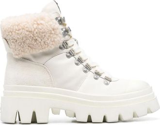 Ash Shearling-Trim Veterlaarzen - Dames - Veterlaarzen - Wit - 40 EU - Leer - Schoenen