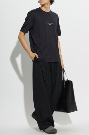 Emporio Armani T-shirt With A Raised Logo, Mens, Navy Blue