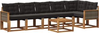 vidaXL Conjunto De Sof&aacute;s De Exterior 7 Uds. Natural Y Negro Vidaxl