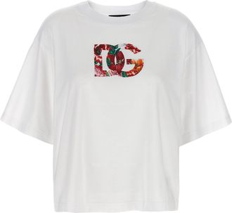 Dolce & Gabbana Logotipo floral T CAMISO