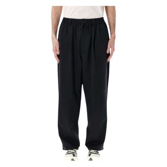 Yohji Yamamoto Wide Trousers, male, Black, Size: L Refined Wool Track Pants
