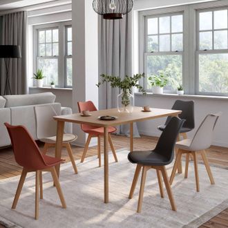 IDMarket Idmarket - Lote De 6 Sillas Escandinavas Sara Mezcla De Colores Gris Oscuro X2, Terracota X2, Beige X2