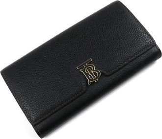 Burberry Black Leather Long Wallet (Bi-Fold) (Pre-Owned)
