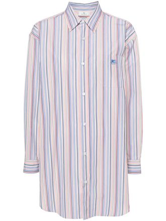 Etro Pegaso-embroidered striped shirt - Blue