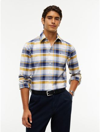 Tommy Hilfiger Mens Regular Fit Check Oxford Shirt - Optic White - XXXL