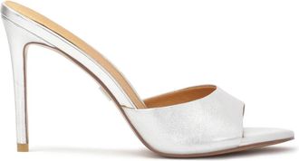 Kazar Zilveren muiltjes op een hoge stilettohak - Dames - Muiltjes - Grijs - 38 EU - Leer - Schoenen