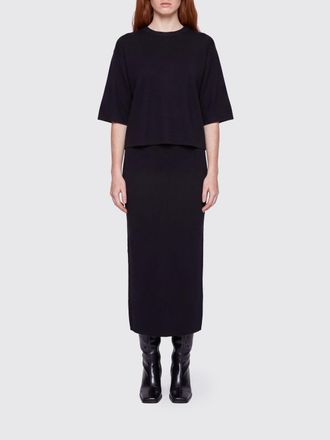 Thom Krom Double-Layer Midi Tunic Dress in Viscose Blend with Short Sleeves