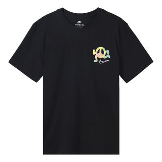 Nike Sportswear Back Alphabet Geometry Printing Sports Round Neck Short Sleeve Black DQ1079-010