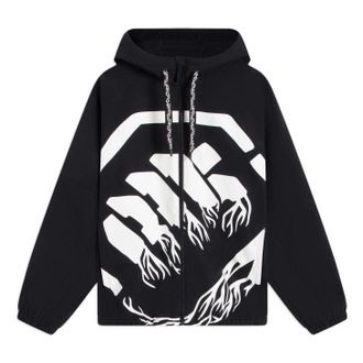 Li-Ning BadFive Big Logo Full Zip Hooded Jacket Black White AFDS569-4