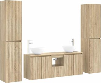 vidaXL Juego De Muebles De Ba&ntilde;o 5 Uds. Roble Sonoma 33 X 34,5 X 160 Cm Vidaxl