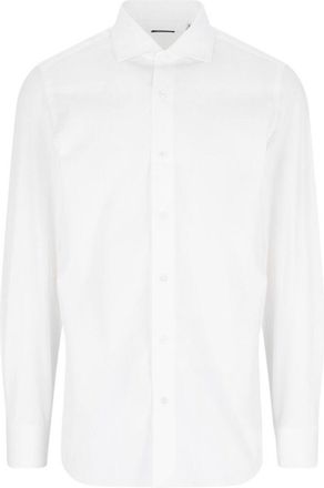 Finamore Classic White Cotton Shirt With Traditional Collar