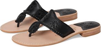 Jack Rogers Jacks Flat Sandal Womens Sandals Black/Black : 9.5 M, Leather