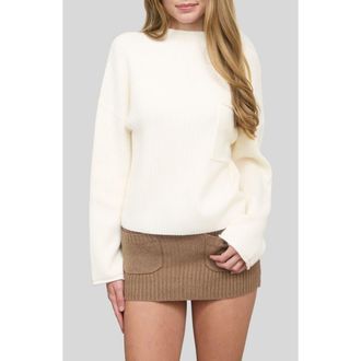 Blu Pepper Mock Neck Long Sleeve Sweater in Cream at Nordstrom Rack, Size Large