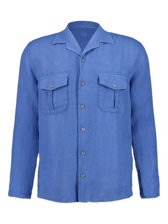 120% LINO - ★ブルガリア製 120% lino リネン Vネック ストライプ シャツ 120% LINO - ☆ブルガリア製 120% lino リネン Vネック