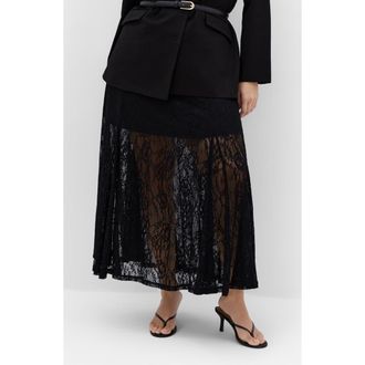 City Chic Lace Maxi Skirt in Black at Nordstrom, Size Xxxs