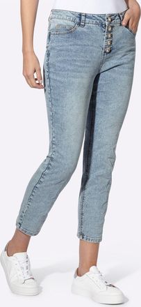 Heine Bequeme Jeans HEINE, Damen, Gr. 36, Normalgr&ouml;ssen, blau, bleached, 79% Baumwolle, 19% Polyester, 2% Elasthan, unifarben, 7/8-L&auml;nge, Jeans Bequeme Jean