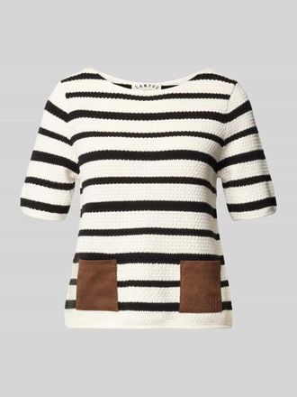 Oui Strickshirt mit aufgesetzten Taschen in Weiss, Gr&ouml;&szlig;e 34