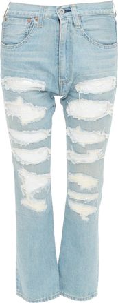 Junya Watanabe DENIM 2020 light blue white sequin embellished mid rise jeans XS