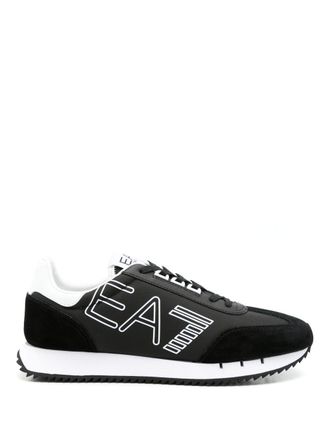 Emporio Armani logo-print panelled sneakers - Black