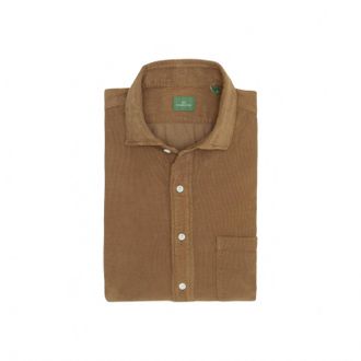 Sid Mashburn Mens Spread Collar Sport Shirt In Brown Corduroy