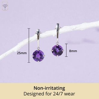 MAX + STONE 14k Yellow or White Gold 8mm Solitaire Gemstone Round Drop Dangle Earrings