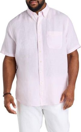 Brooks Brothers Big & Tall Solid Linen Sport Shirt in Pink Solid at Nordstrom, Size Xx-Large