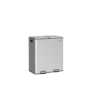 Songmics Cubo de cocina para residuos y reciclaje de 2 x 30 l de color plata
