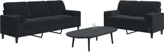 vidaXL Vidaxl - Juego De Sof&aacute;s Con Cojines 2 Piezas Terciopelo Negro
