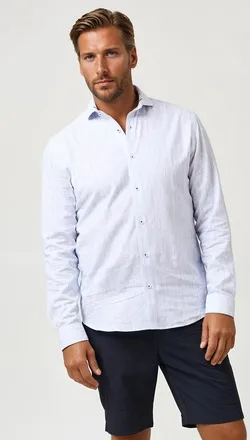 Stone Rose Linen Stripe LS Button-Up Shirt in Light Blue at Nordstrom, Size Xxx-Large