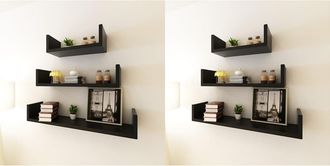 vidaXL Estantes De Pared 6 Unidades Negro Vidaxl