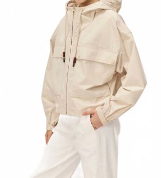 Elodie Lira Long Sleeve Hooded Jacket In Taupe