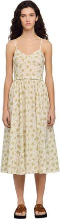 Sandro Floral maxi dress with straps in Olive /Ecru at Nordstrom, Size 40 Eu