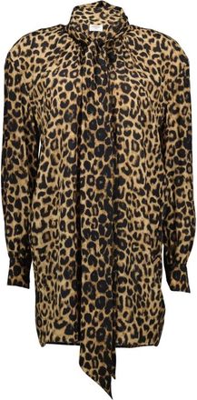 Saint Laurent Dames, Jurken, Bruin, Maat: S Zijde