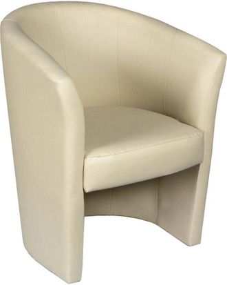 Dmora Dmora - Poltrona Ago, Poltrona da salotto, Seduta imbottita, Sedia con braccioli in ecopelle, 64x63h76 cm, Beige