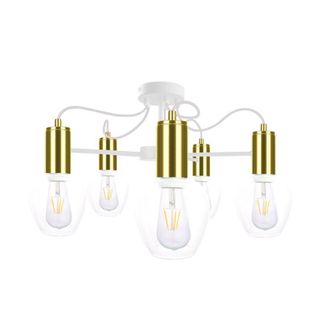 Netlighting Maya Multi Arm Semi Flush Ceiling Light White Gold 60cm 5x E27